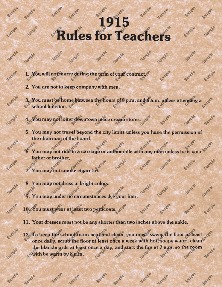 REGLAS PARA MAESTROS 1915 ANTIGUO SALVAJE OESTE CARTEL DECORACIÓN ARTE OCCIDENTAL 124 Foto 1 de 1