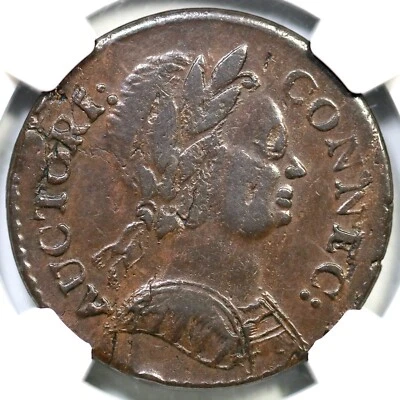1785 M 3.4-F.2 R-3 NGC XF 40 Bust Right Connecticut Colonial Copper Coin - Image 1 of 3