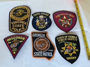 State Police ,State Patrol,Public Safety , USMC  collectors patch set 6 all new