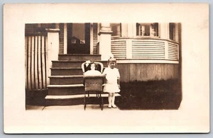 Real Photo Postcard Adorable Little Girl Antique Carriage and Doll *A1464 - Picture 1 of 1