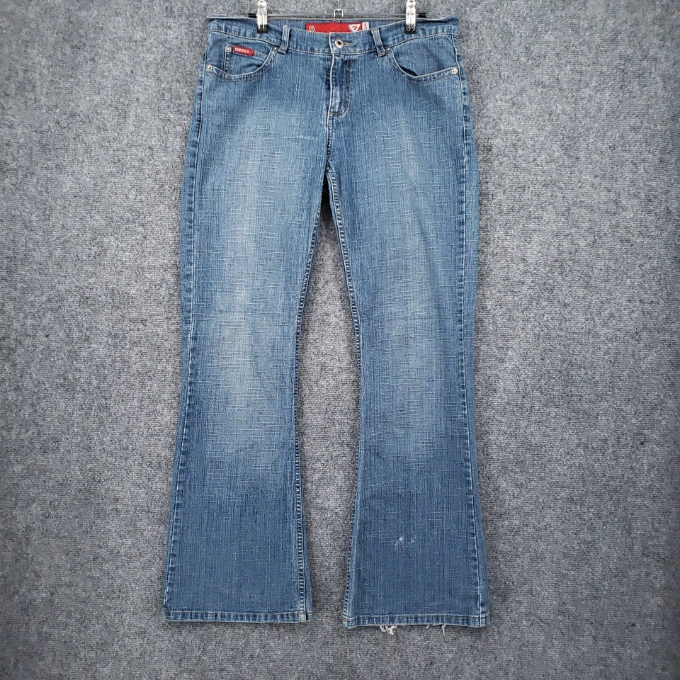 Pantalones de mezclilla Guess vintage para mujer 30 azules corte bota elásticos tiro medio cremallera mosca Y2K Foto 1 de 4