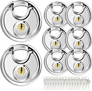 Lot of 8 Keyed Alike DISC PADLOCK 70mm Stainless Steel Storage Trailer Lock - Picture 1 of 6