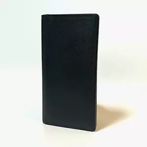 LOUIS VUITTON Long Wallet Taiga Black Leather Authentic Rank AB From Japan #380 - Picture 1 of 24