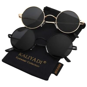 KALIYADI Round Polarized Sunglasses for Men Women Retro Metal Hippie Circle S... - Picture 1 of 7