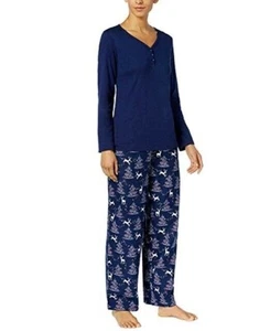 NWT Charter Club Women's Pajama Set Flannel Top & Printed Pants Christmas Small - Picture 1 of 5