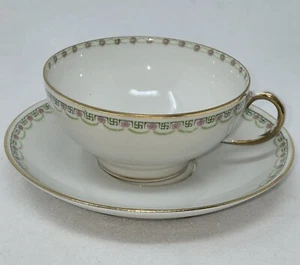 VTG RARE LIMOGES FRANCE WM. GUERIN SWASTIKA FINE BONE CHINA CUP AND SAUCER SET - Picture 1 of 11