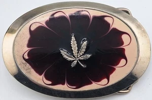 Hebilla de cinturón de colección para marihuana hierba cannabis hoja Western tono plateado - Imagen 1 de 4