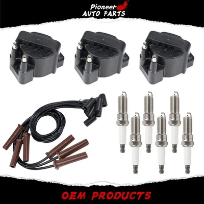 DR39 3 Ignition Coil+6 Spark Plug+Wire Set for Buick Cadillac Oldsmobile Pontiac - Image 1 of 4
