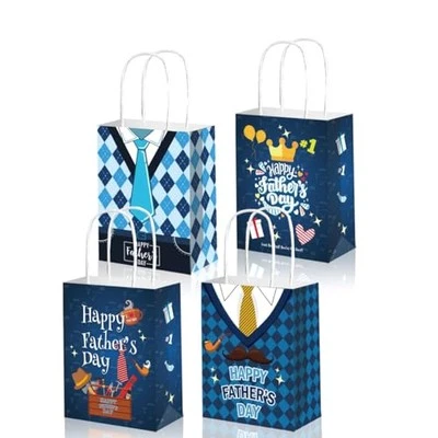  Bolsas para fiestas del día del padre, 12 piezas I Love Dad papel golosina caramelo azul Foto 1 de 4