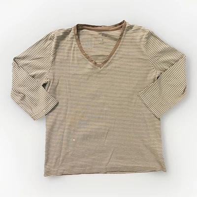 Top Preswick & Moore Talla Pequeña Marrón Blanco Rayas Manga Larga Cuello en V Elástico Foto 1 de 4