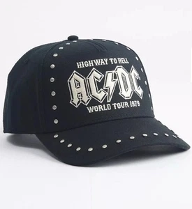 AC/DC Baseball Mütze Kappe Nieten schwarz Neu mit Etikett Highway To Hell World Tour 1979 - Bild 1 von 2
