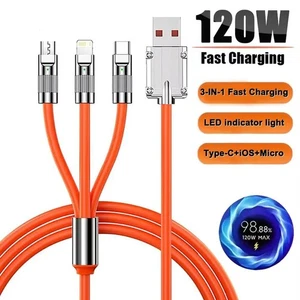 3 in 1 Fast Charging Cable Cell Phone Charger Cord For iPhone Type C Micro USB - Picture 1 of 10