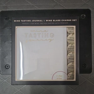 Wine Tasting Journal And 6 Wine Glass Charms NEW Hardcover 200 Pages Great Gift - Picture 1 of 2