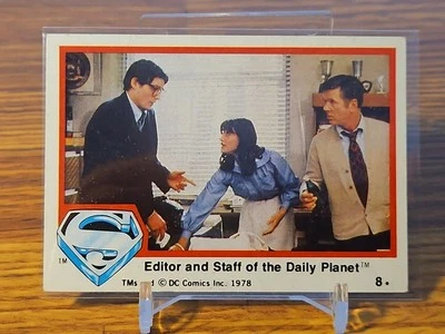 SUPERMAN THE MOVIE 1978 Topps Trading Card #8 Editor & Staff The Daily Planet   - Image 1 of 2