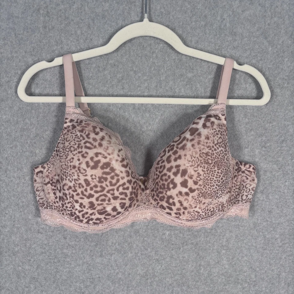 Sujetador Natori 16120 38DD Rosa Leopardo Animal Encaje Ribete Con Aros Ligeramente Acolchado Foto 1 de 4