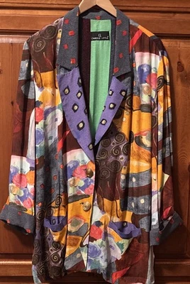 Blazer Ligero De Colección Años 90 Carole Little Multicolor Abstracto “Art to Wear” Talla XL Foto 1 de 4
