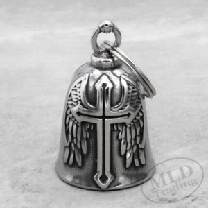 Angel Wings And Cross Biker Gremlin Bell Motocicleta Colgante de acero inoxidable - Imagen 1 de 7