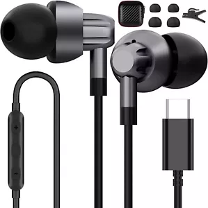 USB C Headphones for Samsung Galaxy S24 S23 FE S22 S21 S20 A53 A54 Wired Earbuds - Picture 1 of 7