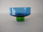 Art glass bowl, blue green, Swedish design, mid century
