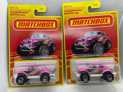 (2) Matchbox Volkswagen Beetle 4x4 (2021) Pink Die-Cast Toy Car #18/24 - Image 1 of 4