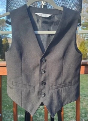 H&M Boys Single Breasted Dress Vest EUC Black (Size 8-9Y) - Image 1 of 4