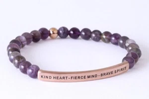 Inspire Me Bracelets Amethyst “kind Heart-Fierce Mind-Brave Spirit- XS Kids - Picture 1 of 3