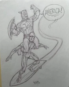 Super Hero's Original Art, Pencil Drawing Signed by David Witt - Picture 1 of 1