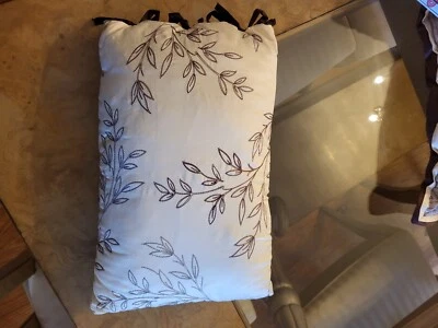 Satin Embroidered Floral Accent Pillow Rectangle Dark Purple And Cream - Image 1 of 4
