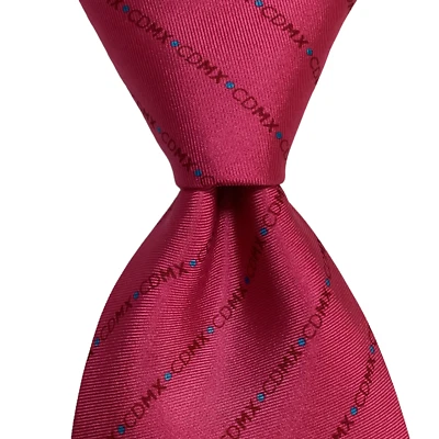 PINEDA COVALIN Men's 100% Silk Necktie MEXICO Luxury CDMX Pink/Red/Blue NEW Rare - Image 1 of 3