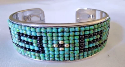 Brazalete con Cuentas!-"Southwestern Storm"-Cristales y Plata-PERLEJEUX (R)-¡NUEVO! Foto 1 de 2