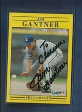 Jim Gantner autographed 1991 Fleer - card # 584 -- Milwaukee Brewers