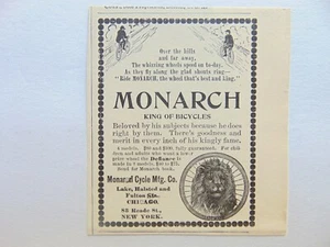 1896 MONARCH King of Bicycles vintage print ad - Picture 1 of 1