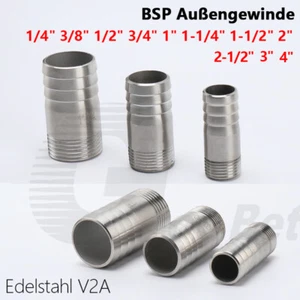 Edelstahl Schlauchtülle Außengewinde 1/4"-4" Schlauchanschluß Schlauchnippel V2A - Picture 1 of 8