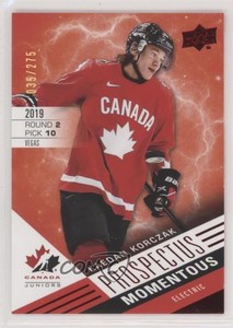 2021 Team Canada Juniors Prospectus Momentous Electric Red /275 Kaedan Korczak
