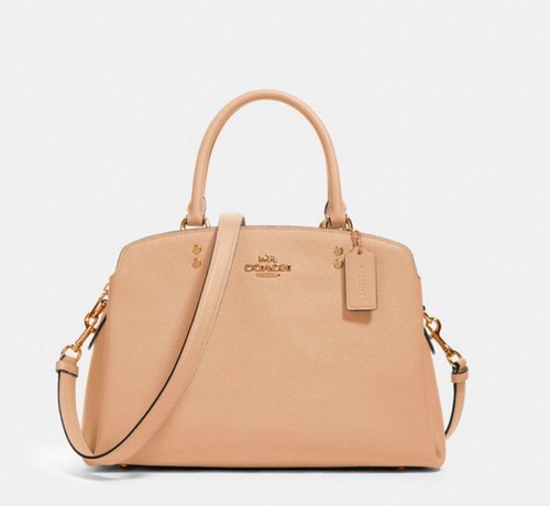 Coach 91493 Lillie borsa a tracolla in pelle color tortora con grana incrociata nuova con etichette $450