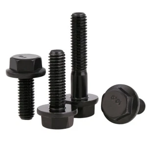 M8/M6 METRIC FLANGED HEXAGON HEAD BOLTS SCREWS HIGH TENSILE 10.9 BLACK OXIDE - Picture 1 of 4