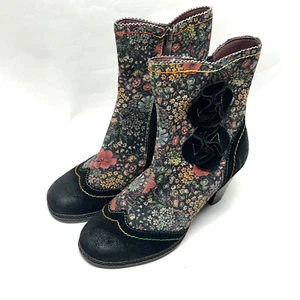 L'Artiste Simonetta Women's Size 36/5.5 Floral Leather Heeled Boots - Picture 1 of 7