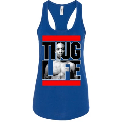 🔥 Camiseta sin mangas Tupac Thug Life para mujer amor 2Pac All Eyez Trust Nobody concierto de música Foto 1 de 4