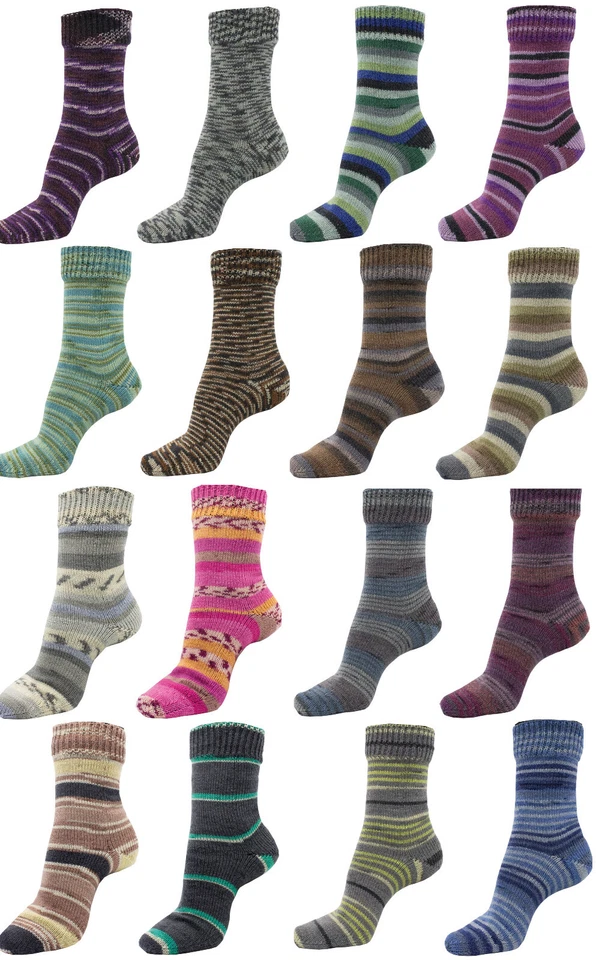 Sockenwolle Strumpfwolle Sparset – 16 x 100g - 4-fädige Wolle, 1,6kg Set - Bild 1 von 3