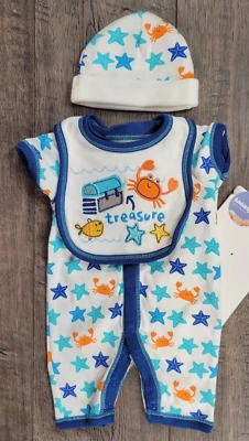Baby Boy New Babies R Us Preemie 3pc Ocean Crab Outfit w/Hat & Bib - Image 1 of 4