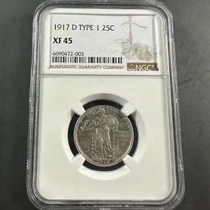 1917-D Type 1, 25C Standing Liberty Quarter, NGC XF45 (84228) - Picture 1 of 2