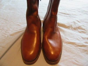 Mens Vtg Lined Leather Side Zip Boots Sz 8 Vibram Soles - Picture 1 of 8