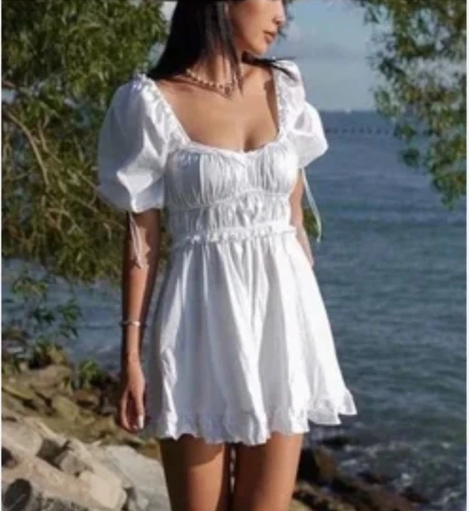 For Love & Lemons Jackson Mini Dress in Ivory XS NWT $198 - Image 1 of 4