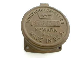 Gorra Worthington Gamon Meter Co. de 1940 Newark Nueva Jersey antigua NJ LATÓN - Imagen 1 de 3