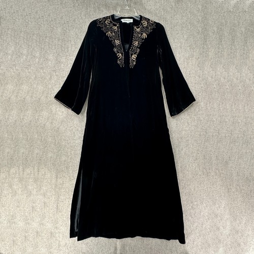 Abito da notte vintage Christian Dior lounge wear nero velluto velluto velluto 8 ricami
