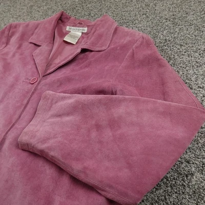 Chaqueta Jessica Holbrook Mujer 1X Blazer Rosa Gamuza Cuero Abrigo Forrado 3 Botones Foto 1 de 4