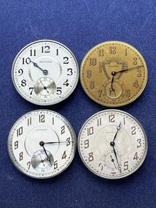 4 Waltham pocket watch movements 12s - Picture 1 of 9