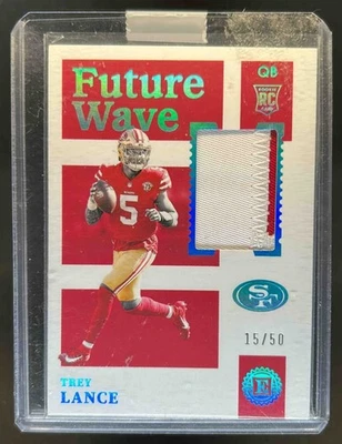 2021 Panini Encased Trey Lance Future Wave Patch Sapphire RC #15/50 49ers - Image 1 of 2