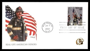 Mayfairstamps US FDC 2002 Firemen Raising Flag Sept 11 Heroes First Day Cover aa - Picture 1 of 2