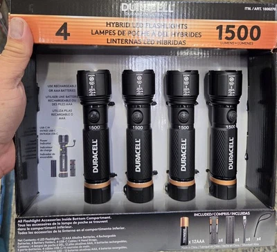 Linternas LED Duracell Durabeam Ultra Híbridas,1500 Lúmenes, Juego de 4 Recargables - Imagen 1 de 4